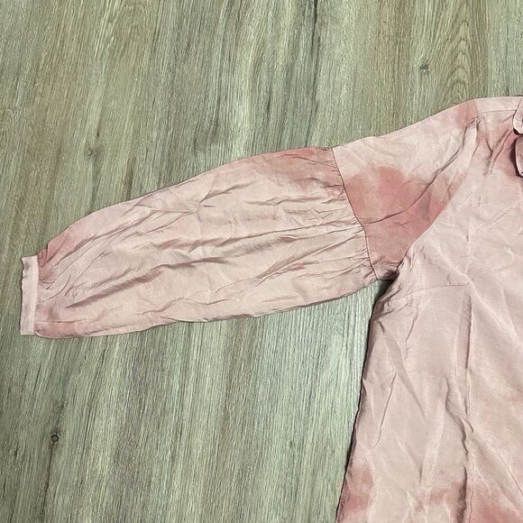 Me Jennie Garth Ruffle Neckline-Shell Pink Long sleeve Sz Medium peasant blouse - Picture 6 of 11